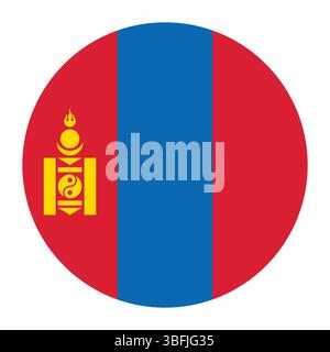 The flag of Mongolia. Flag icon. Standard color. Circle icon flag. 3d illustration. Computer illustration. Digital illustration. Vector illustration. Stock Vector