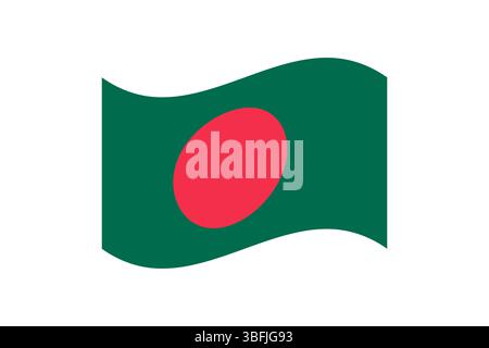 Flag of Bangladesh. Bangladesh wavy flag digital vector illustration. Fluttering flag. Stock Vector
