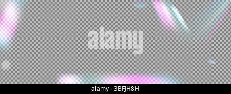 Abstract light leaks flare texture background. Refraction rainbow flare burn effect bg. Caustic overlay frame. Bright gradient. Iridescent sun beams. Stock Vector