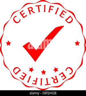 Certified Stamp Icon - Red Checkmark Quality Assurance Seal Stock Vector