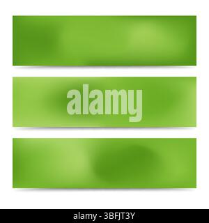Smooth abstract blurred gradient green banners set. Abstract Creative multicolored background. Vector illustration Stock Vector