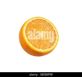 Sliced Orange fruit isolated on white background. Half Orange, clipping path Stock Photo