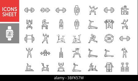 Fitness Exercise Icon Set – Gym Workout, Training & Cardio Symbols ...
