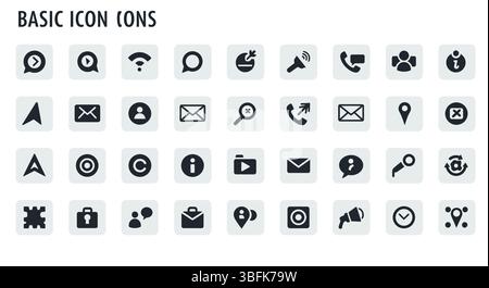 Web Icon Set – Internet, Browser, Network, and Online Interface Symbols Stock Vector