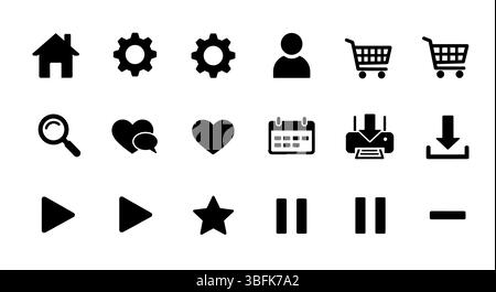 Web Icon Set – Internet, Browser, Network, and Online Interface Symbols Stock Vector