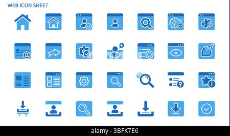 Web Icon Set – Internet, Browser, Network, and Online Interface Symbols Stock Vector