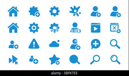 Web Icon Set – Internet, Browser, Network, and Online Interface Symbols Stock Vector