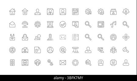 Modern Linear Web Design Icons Set – Outline Style Vector Collection of UI, UX, Coding, SEO, Responsive Layout, Digital Design Tools and Interface Stock Vector