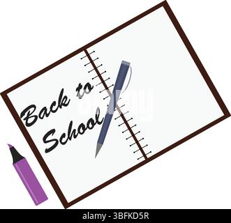 Back to school text write on the paper with pen graphic element Stock Vector