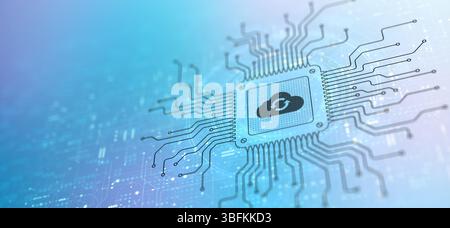 Cloud Enabling Scalable Solutions Illustrated on a Processor. Stock Photo