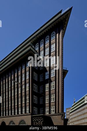 Chilehaus, with its spire reminiscent of a ship's prow, icon of ...