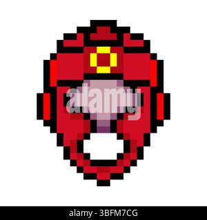 Boxing sport helmet in pixel art style Stock Vector