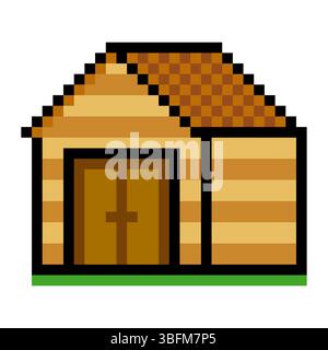 Garden shed in pixel art style Stock Vector
