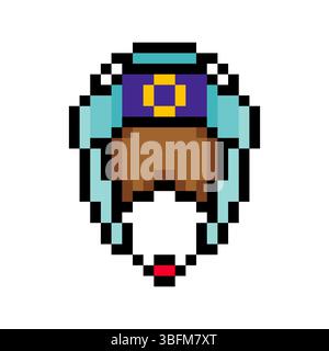Boxing sport head protector in pixel art style Stock Vector