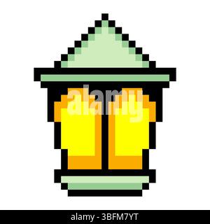 Ramadan kareem lantern in pixel art Stock Vector