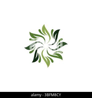 Organic Leaf Circle Logo Design. Nature Leaf Flower Design Stock Vector
