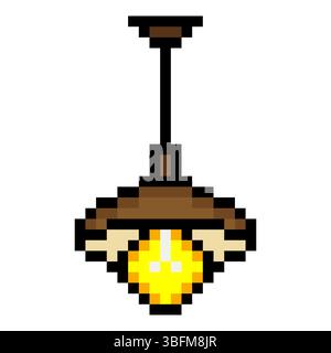 Hanging lamp in pixel art style Stock Vector