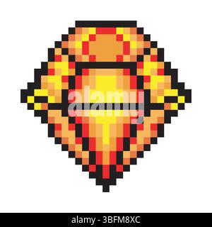 Diamond in pixel art style Stock Vector