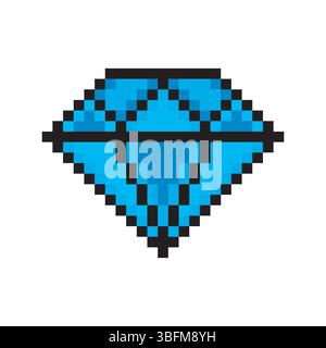 Diamond in pixel art style Stock Vector