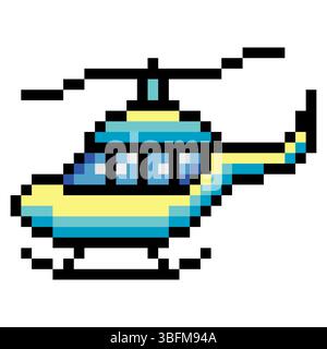 Helicopter in pixel art style Stock Vector