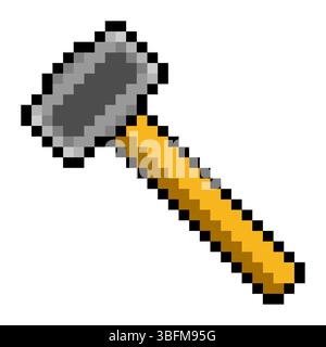 Hammer in pixel art style Stock Vector