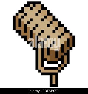 Podcast microphone with pixel art isolated on white background Stock Vector