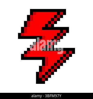 Lightning bolt in pixel art style Stock Vector