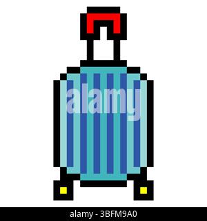 Luggage suitcase in pixel art style Stock Vector