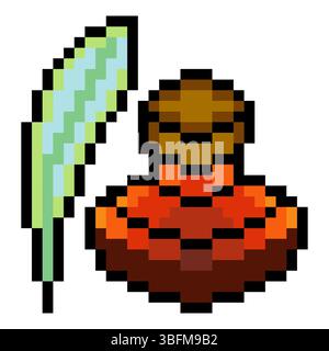 Ink well bottle in pixel art style Stock Vector