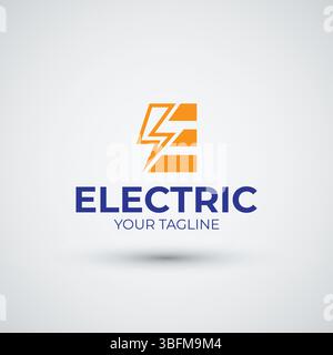Abstract Letter E Electric Logo Design Template Stock Vector