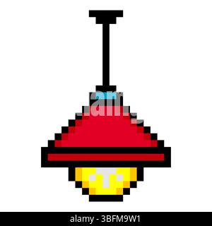 Hanging lamp in pixel art style Stock Vector