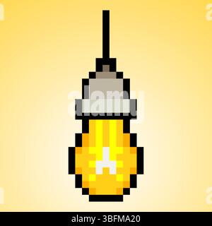 Ceiling light bulb in pixel art style Stock Vector
