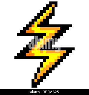 Lightning in pixel art isolated on white background Stock Vector