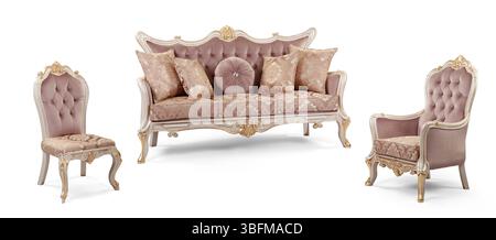 Classic furniture set isolated on white background .sofa and armchair Stock Photo