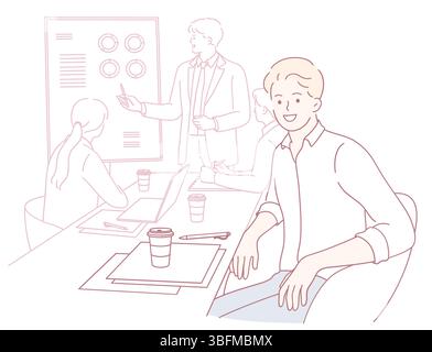 A diverse group of professionals is currently engaged in a productive meeting, discussing various ideas and strategies Stock Vector