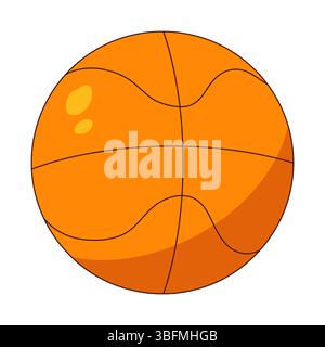 Illustration of an orange basketball with stylized lines and highlights on a white background. Physical education lesson. For back to school and sport Stock Vector