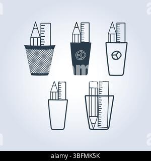 Pencil holder logo stationery logo with a abstract background Stock Vector