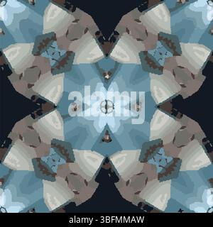 Cyan Blue White Floral Kaleidoscope Vector Stock Vector