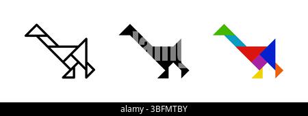 Goose tangram icon. Great for waterfowl or puzzle designs. Stock Vector