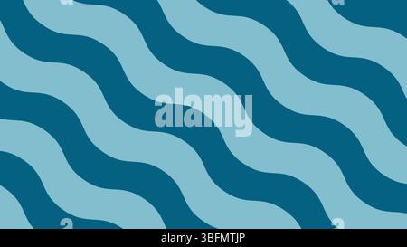 A simple blue waves flat background. Blue water flowing texture. Summer backdrop.  A simple sea or ocean waves illustration. Stock Vector