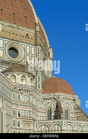 Key section of the dome and tribunes of Florence Cathedral, known as the Duomo, designed by Brunelleschi, Florence, Italy. Stock Photo