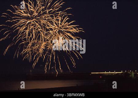 Fireworks in night sky Stock Photo