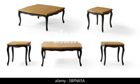 wooden coffee table isolated on white background . different angle Stock Photo