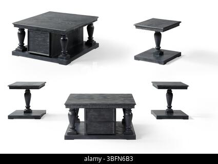 wooden coffee table isolated on white background . different angle Stock Photo
