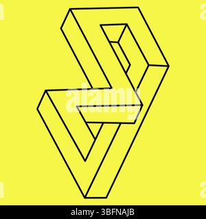 Impossible optical illusion shapes. Optical art objects. Impossible figures. Sacred geometry. Line design.  Stock Vector