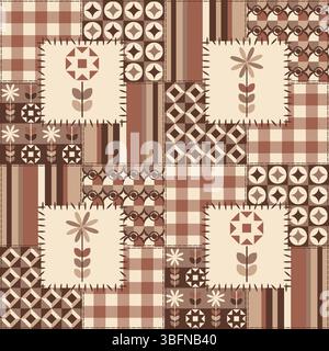 Minimalist Geometric Mid Mod Patchwork Pattern Stock Vector