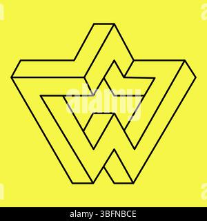 Impossible optical illusion shape. Optical art objects. Impossible figures. Sacred geometry. Op art. Line design.  Stock Vector