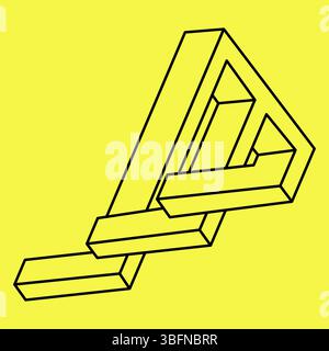 Geometric shape optical illusion. Illusion geometrical symbol. Impossible creative art. Paradox geometry vector illustration. Optical art. Line art.  Stock Vector