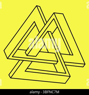Impossible shapes. Web design element. Optical Illusion objects. Line design. Unreal geometric figures.  Stock Vector