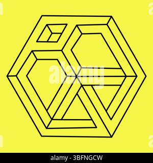 Optical illusion, Impossible cube, isometric shape. Logo abstract infinite impossible loop vector design template. Logotype. Creative cube line art Stock Vector